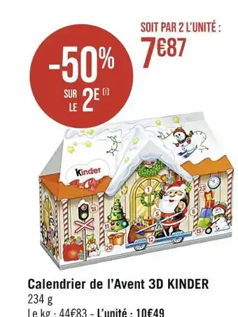 Casino Supermarchés Kinder calendrier de l’avent 3d offre