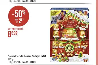 Casino Supermarchés Lindt calendrier de l’avent teddy offre