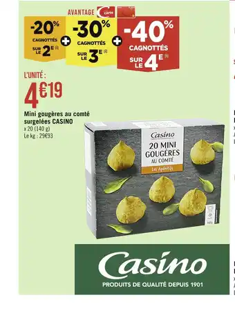 Casino Supermarchés Casino mini gougères au comté surgelées offre