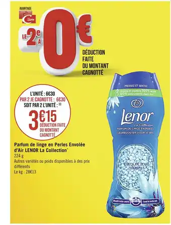 Casino Supermarchés Lenor parfum de linge en perles envolée d’air la collection offre