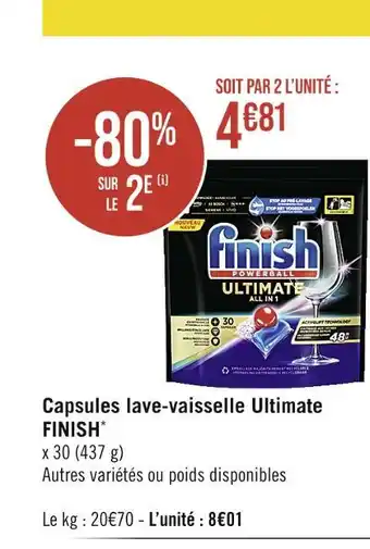 Casino Supermarchés Finish capsules lave-vaisselle ultimate offre