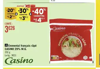Casino Supermarchés Casino emmental français râpé 29% m.g offre
