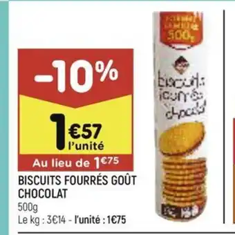 Leader Price BISCUITS FOURRÉS GOÛT CHOCOLAT offre