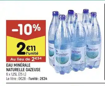 Leader Price EAU MINÉRALE NATURELLE GAZEUSE offre
