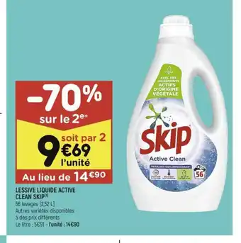 Leader Price LESSIVE LIQUIDE ACTIVE CLEAN SKIP offre