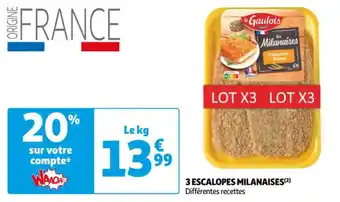Auchan 3 ESCALOPES MILANAISES offre