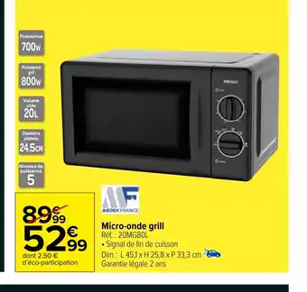 Carrefour Market Micro-onde grill offre