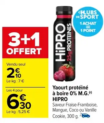 Carrefour Market Yaourt protéiné à boire 0% M.G. offre