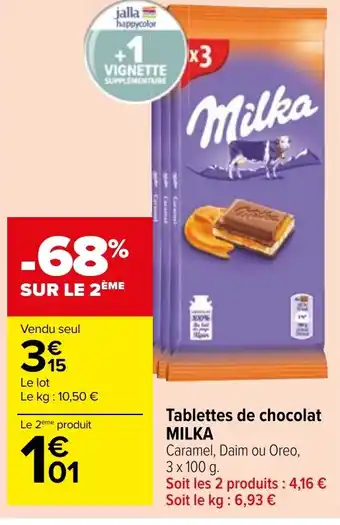 Carrefour Market Tablettes de chocolat MILKA offre