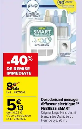 Carrefour Market Désodorisant ménager diffuseur électrique FEBREZE SMART offre