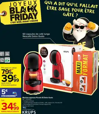 Carrefour Market Machine expresso Piccolo XS Dolce Gusto offre