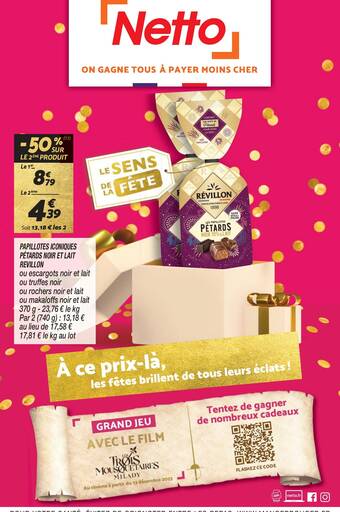 Netto PAPILLOTES ICONIQUES PÉTARDS NOIR ET LAIT REVILLON offre