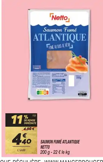 Netto SAUMON FUMÉ ATLANTIQUE NETTO offre