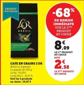 Hyper U CAFE EN GRAINS L'OR offre