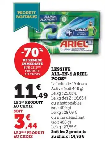 Hyper U LESSIVE ALL-IN-1 ARIEL PODS* offre