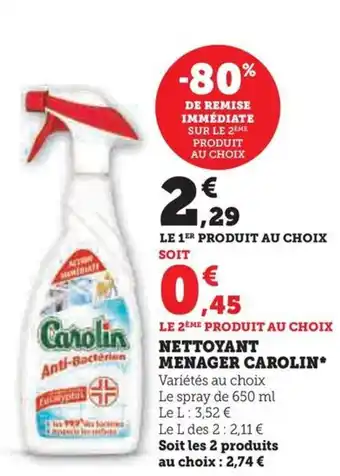 Hyper U NETTOYANT MENAGER CAROLIN offre