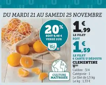 Hyper U CLEMENTINE U offre