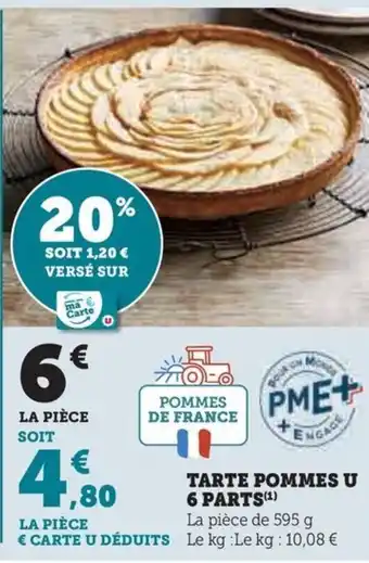 Hyper U TARTE POMMES U 6 PARTS (¹) offre