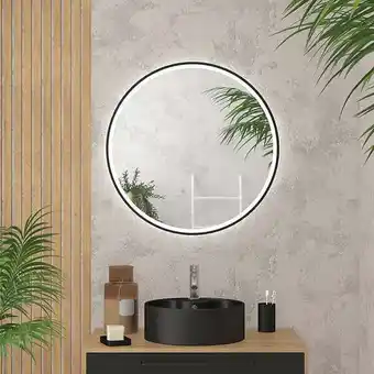 Bricorama Miroir salle de bain rond avec éclairage led et contour noir - ø70cm - go black led offre