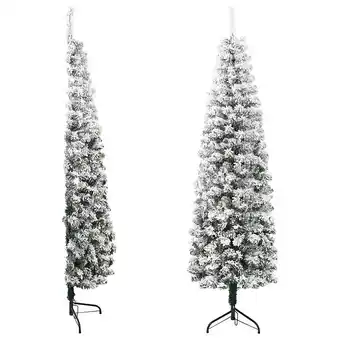 Vidaxl demi sapin de noël artificiel mince avec neige floquée 150 cm