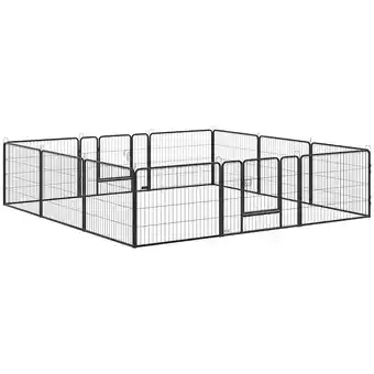 Pawhut parc enclos modulable pour animaux avec 2 portes - 12 panneaux modulables - acier noir