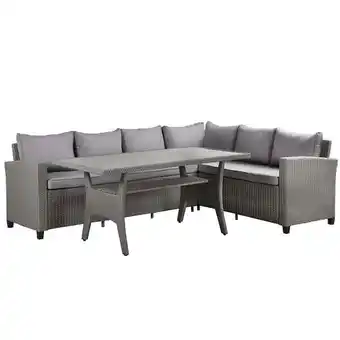 Bricomarché Salon de jardin bellwood en résine tressée 5 places coussins gris offre