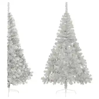 Bricomarché Vidaxl demi sapin de noël artificiel avec support argenté 240 cm pvc offre