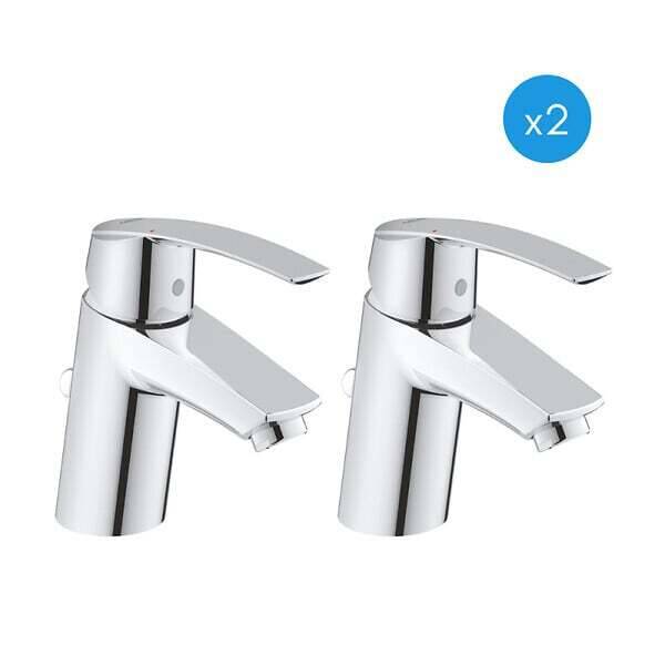 Bricomarché Grohe lot de 2 mitigeurs monocommande lavabo taille s avec limiteur de température, chrome (23918000-duo) offre