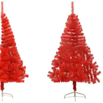 Vidaxl demi sapin de noël artificiel avec support rouge 150 cm pvc
