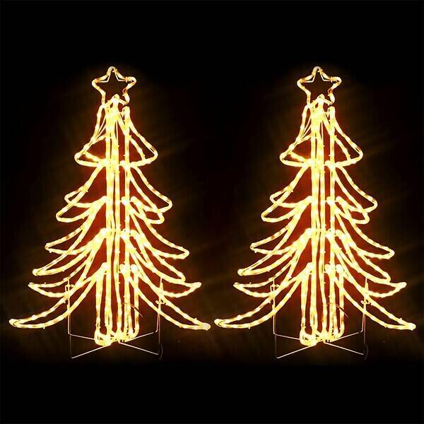 Bricorama Vidaxl arbres de noël pliables avec led 2 pcs blanc chaud 87x87x93 cm offre