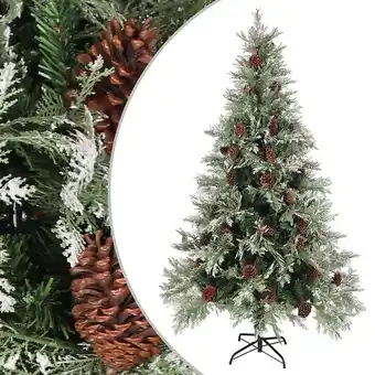 Bricomarché Vidaxl sapin de noël avec pommes de pin vert et blanc 195 cm pvc et pe offre