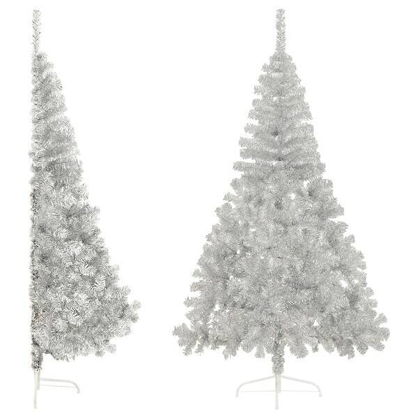 Bricorama Vidaxl demi sapin de noël artificiel avec support argenté 210 cm pvc offre