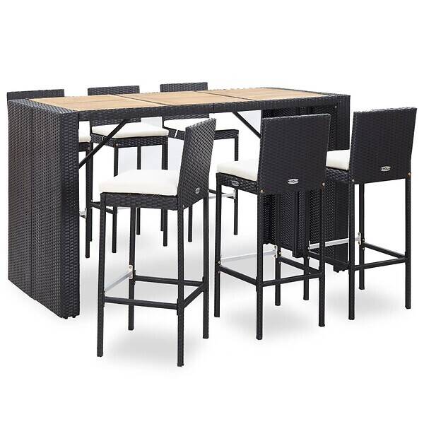 Bricorama Vidaxl ensemble de bar de jardin 7 pcs et coussins résine tressée noir offre