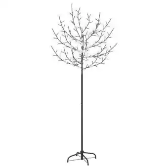 Vidaxl sapin de noël 200 led blanc chaud cerisier en fleurs 180 cm