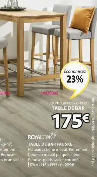 JYSK Table De Bar Fauske offre
