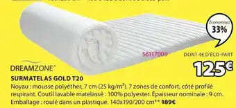 JYSK Surmatelas Gold T20 offre