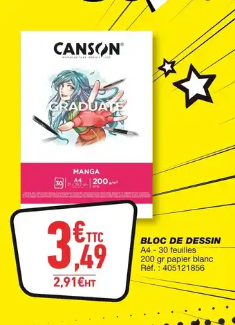 Bureau Vallée Canson bloc de dessin offre