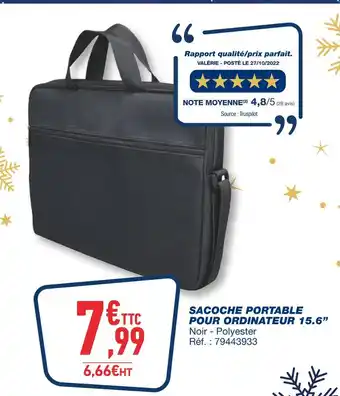 Bureau Vallée Sacoche portable pour ordinateur 15.6’’ offre