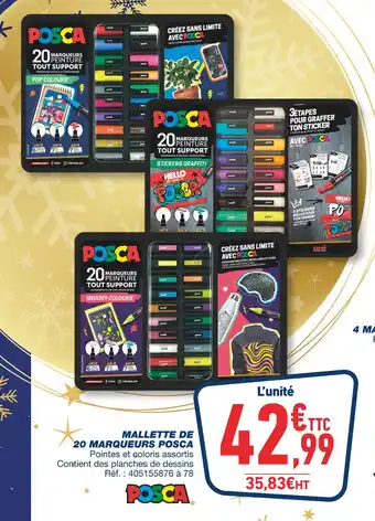 Bureau Vallée Posca mallette de 20 marqueurs offre