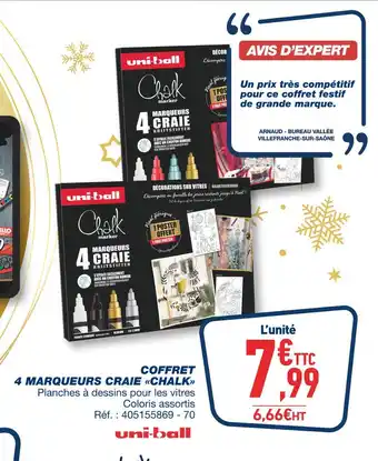 Bureau Vallée Uni-ball coffret 4 marqueurs craie chalk offre