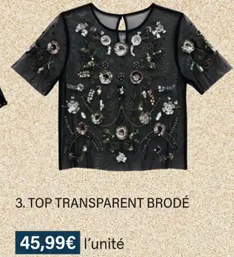 Monoprix Top transparent brodé offre