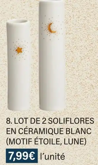 Monoprix Lot de 2 soliflores en céramique blanc (motif étoile, lune) offre