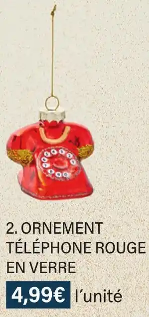 Monoprix Ornement téléphone rouge en verre offre
