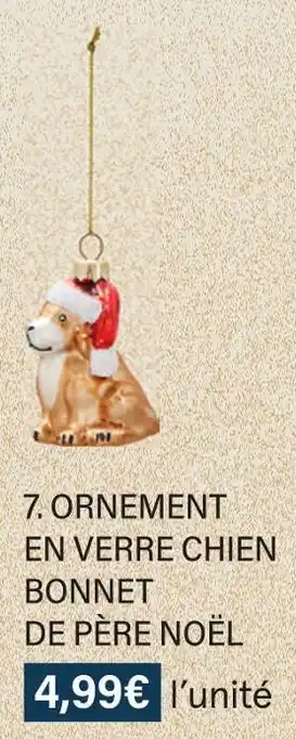 Monoprix Ornement en verre chien bonnet de père noël offre