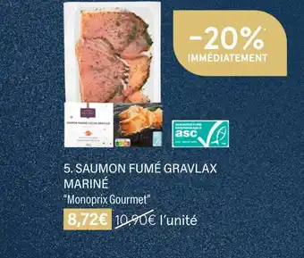 Monoprix Monoprix gourmet saumon fumé gravlax mariné offre