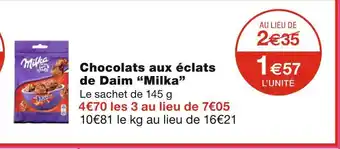 Monoprix Milka chocolats aux éclats de daim offre