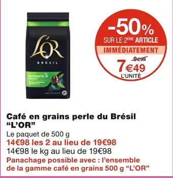Monoprix L’or café en grains perle du brésil offre