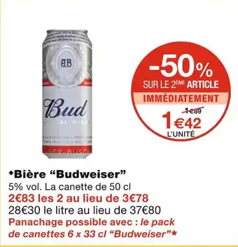 Monoprix Budweiser bière offre