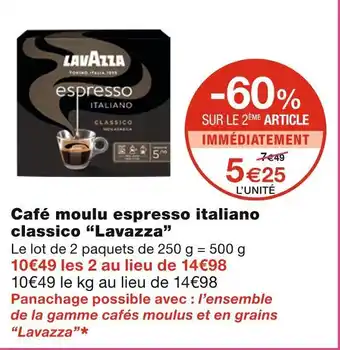 Monoprix Lavazza café moulu espresso italiano classico offre