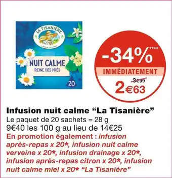 Monoprix La tisanière infusion nuit calme offre